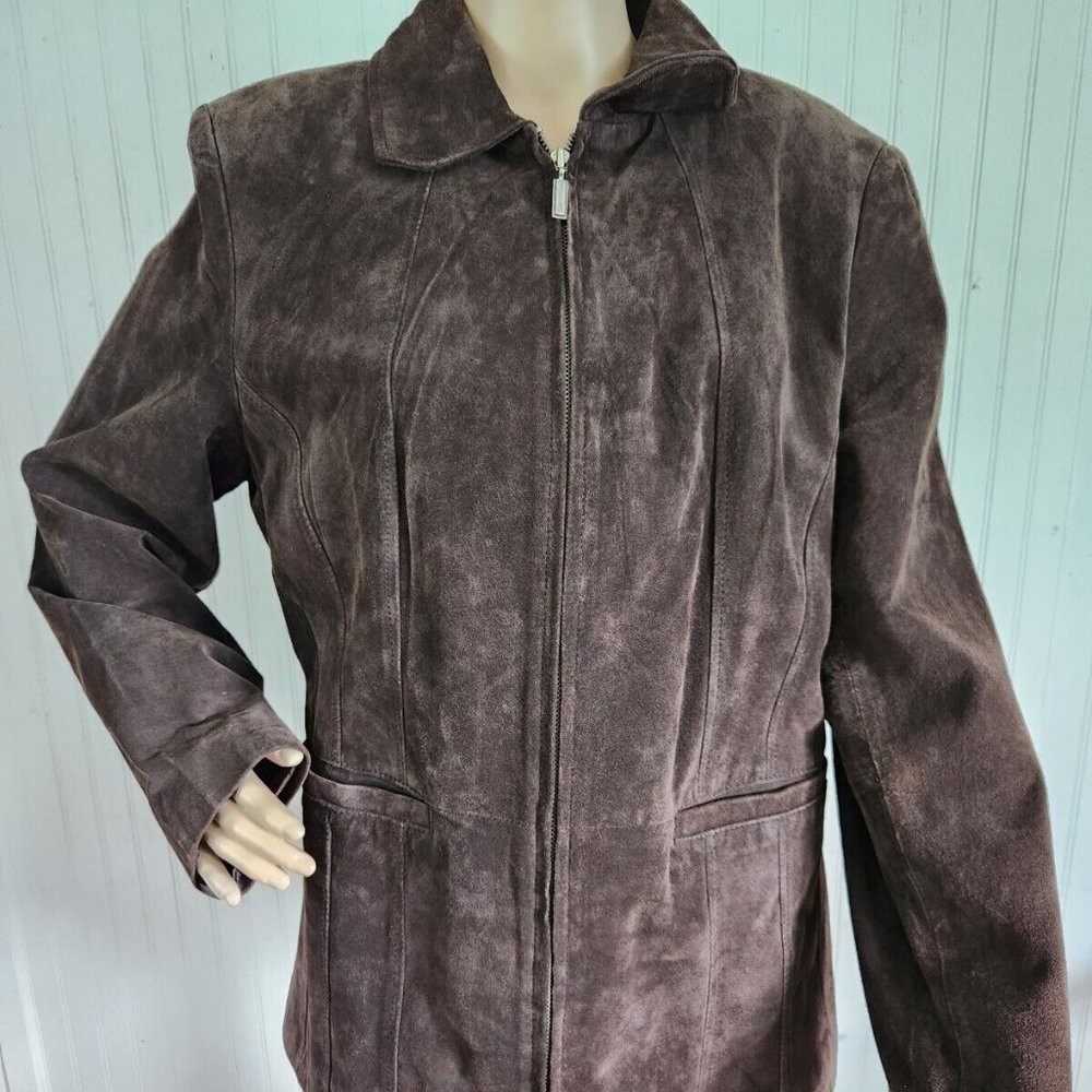 ST JOHNS BAY SUEDE ZIP COAT